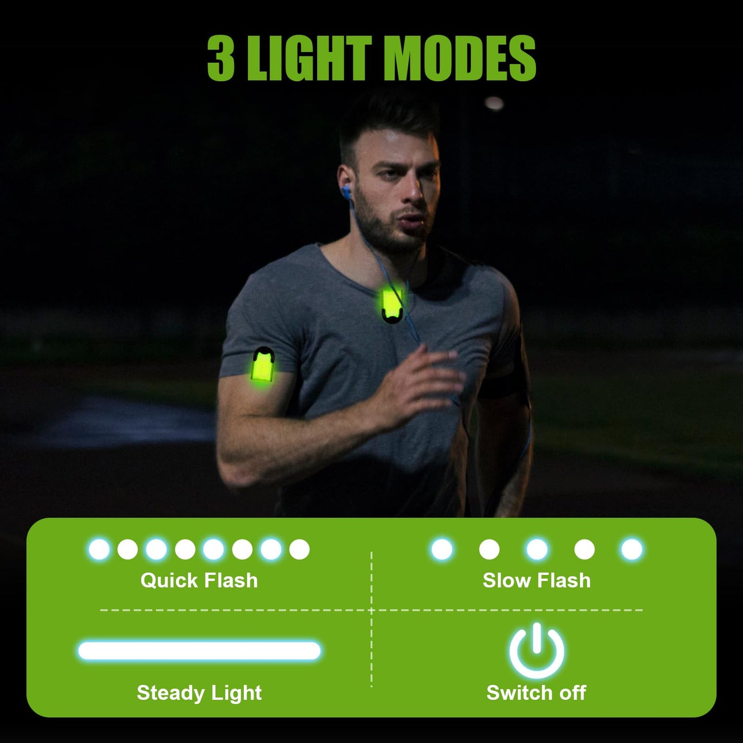 Aucuu Reflective Running Gear Set, Magnetic LED Clip Lights, Rechargeable Magnet Clip, Running Safety Lights with 3 Lighting Modes, High Visibility, Brightly Luminous for Night Running, Cycling