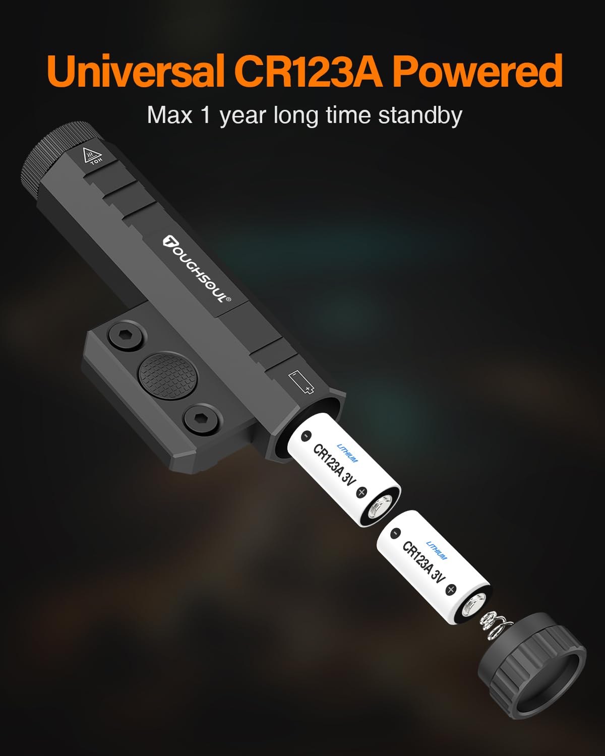 TOUGHSOUL Mlok Flashlight 1450 Lumen with Momentary Strobe Function Light Replaceable Batteries Included