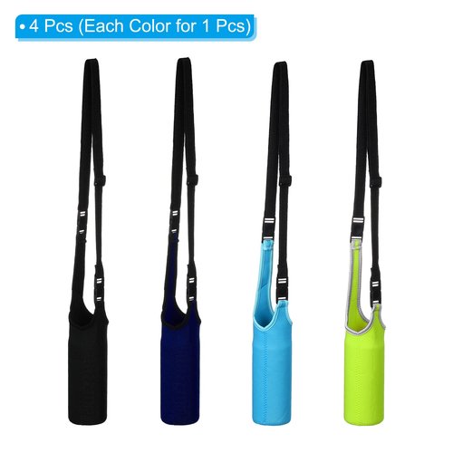 PATIKIL 67mmx185mm Water Bottle Sling Bag, 4 Pack Neoprene Portable Insulated Bottle Holder Carrier with Removable Adjustable Shoulder Strap, 4 Color