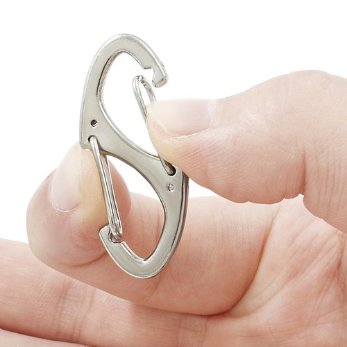 Coufce 20 Pieces 1.6 Inch S Spring Snap Hook, Silver Keychain Hook Metal Carabiner Clip, Double Snap Hook for Camping Fishing Hiking Outdoor Sports