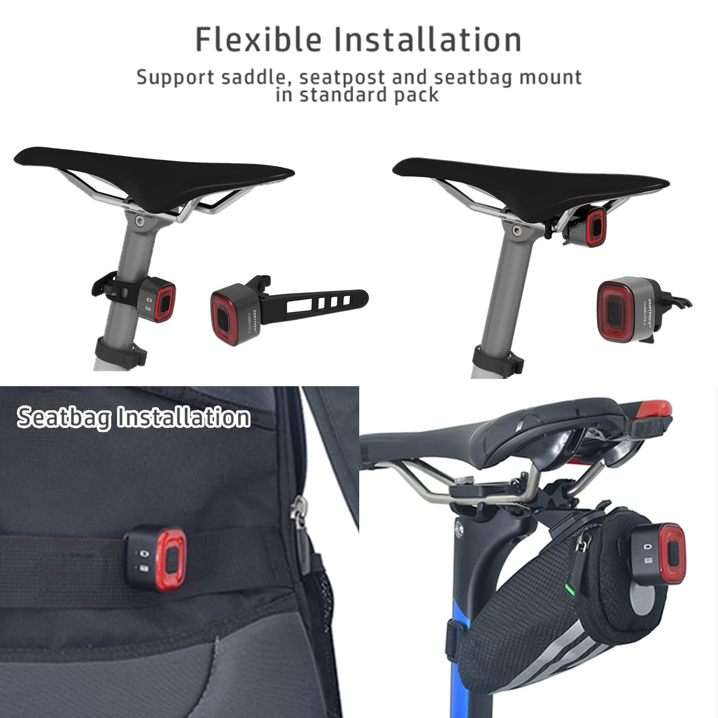 CUBELITE II Smart Bike Light,Auto Ambient Light Detection,Brake Sensing Rear Taillight,USB Rechargeable Super Long Standby,Auto On/Off,Ultra Brigh LED Warning Back Bicycle Light,IPX5 Waterproof.