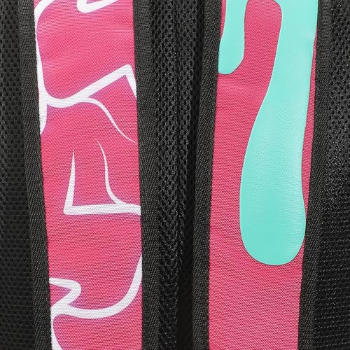 Godzilla Pink Backpack with Laptop Sleeve - Large Graphic Design - 17.5 Inch Bookbag - Pink & Black