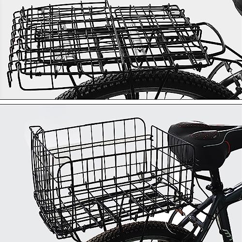 Foldable Rear Bike Basket with Reflective Tail Light and Cargo Strap - Basic Style