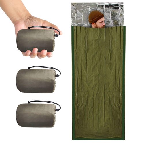 Emergency Sleeping Bag Survival Bag 3 Pack | Thermal Waterproof Mylar Bivy Sack for Adults | Portable Emergency Sleeping Bags for Survival, Extreme Cold, Camping, Hiking, and Outdoor Emergency Gear