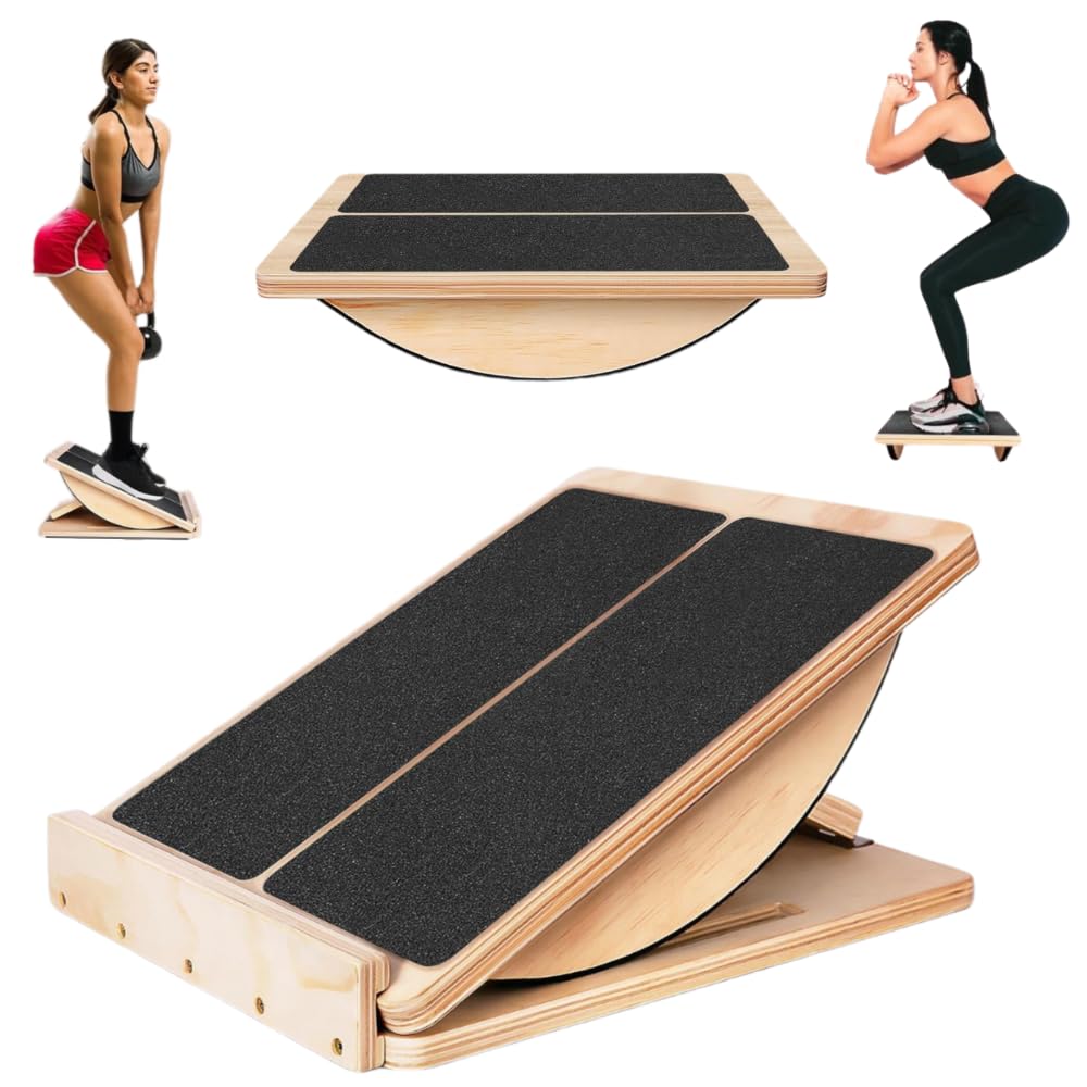 ABCDLIFE 2-in-1 Fitness Slant Board for Calf Stretching Adjustable Incline Board for Mobility, Rehab, Yoga, Pilates, Planter Fasciitis Calf Stretcher Balance Board for Feet Heel Ankle – Portable