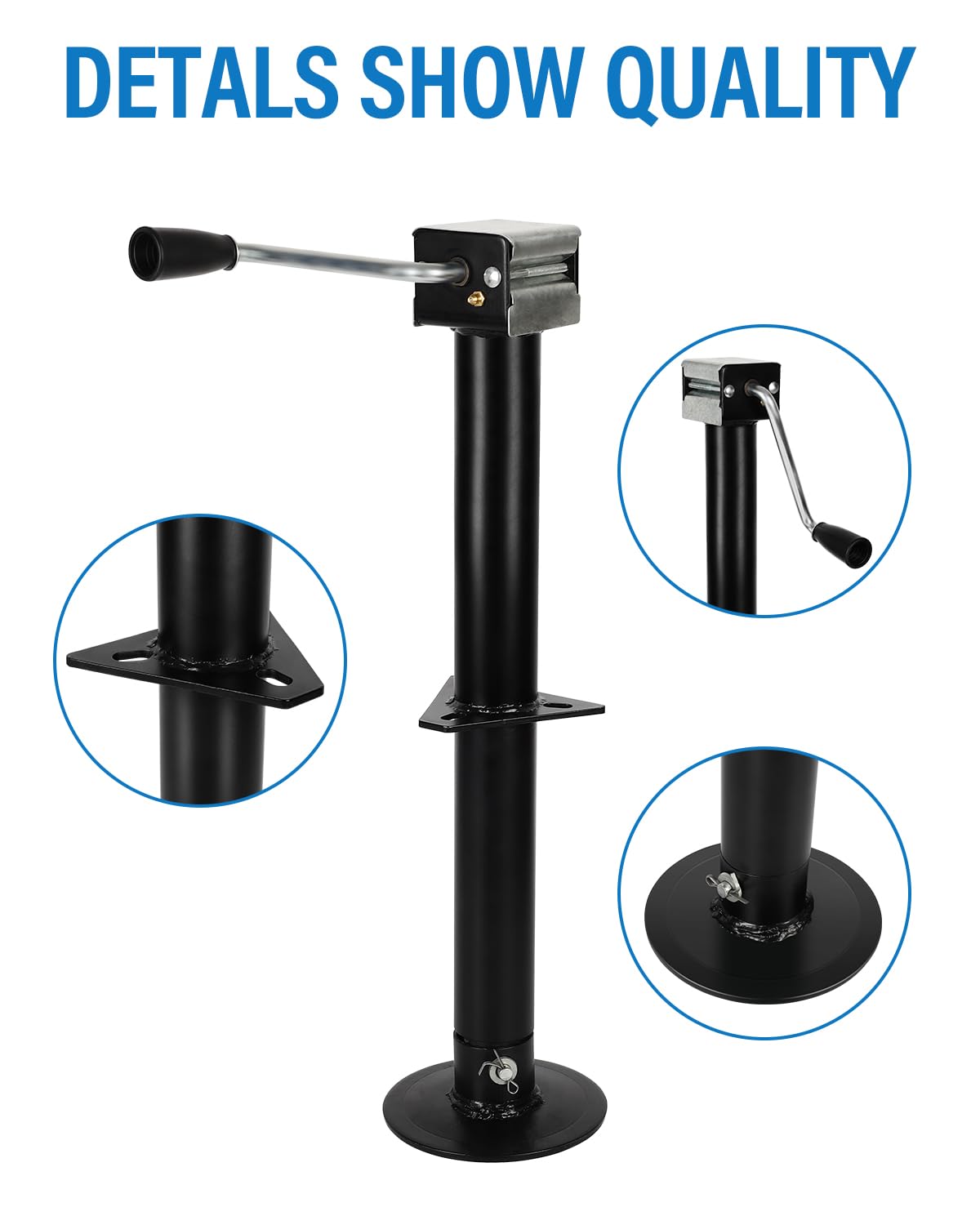 FAHKNS 5000 lbs A-Frame Trailer Jack, 15" Lift Adjustable Drop Leg Side Wind RV Tongue Trailer Jack, Heavy Duty for Utility, Camper, RV, Trailer, Boat