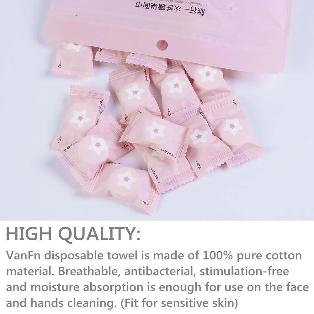 VanFn Disposable Towel, Compressed Towel, Mini Disposable Compressed Washcloth, Cotton Portable Disposable Compressed Towels Perfect for Travel, Home & Outdoor Activities, Nacai Series (50)