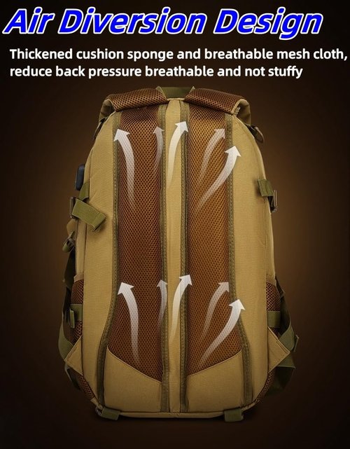 ORILOOSEN Heavy duty zipper military backpack Outdoor Tactical Backpack，Nylon canvas Knapsack，hiking camping travel Backpack， 3-day backpack，water resistantt (01#khaki)