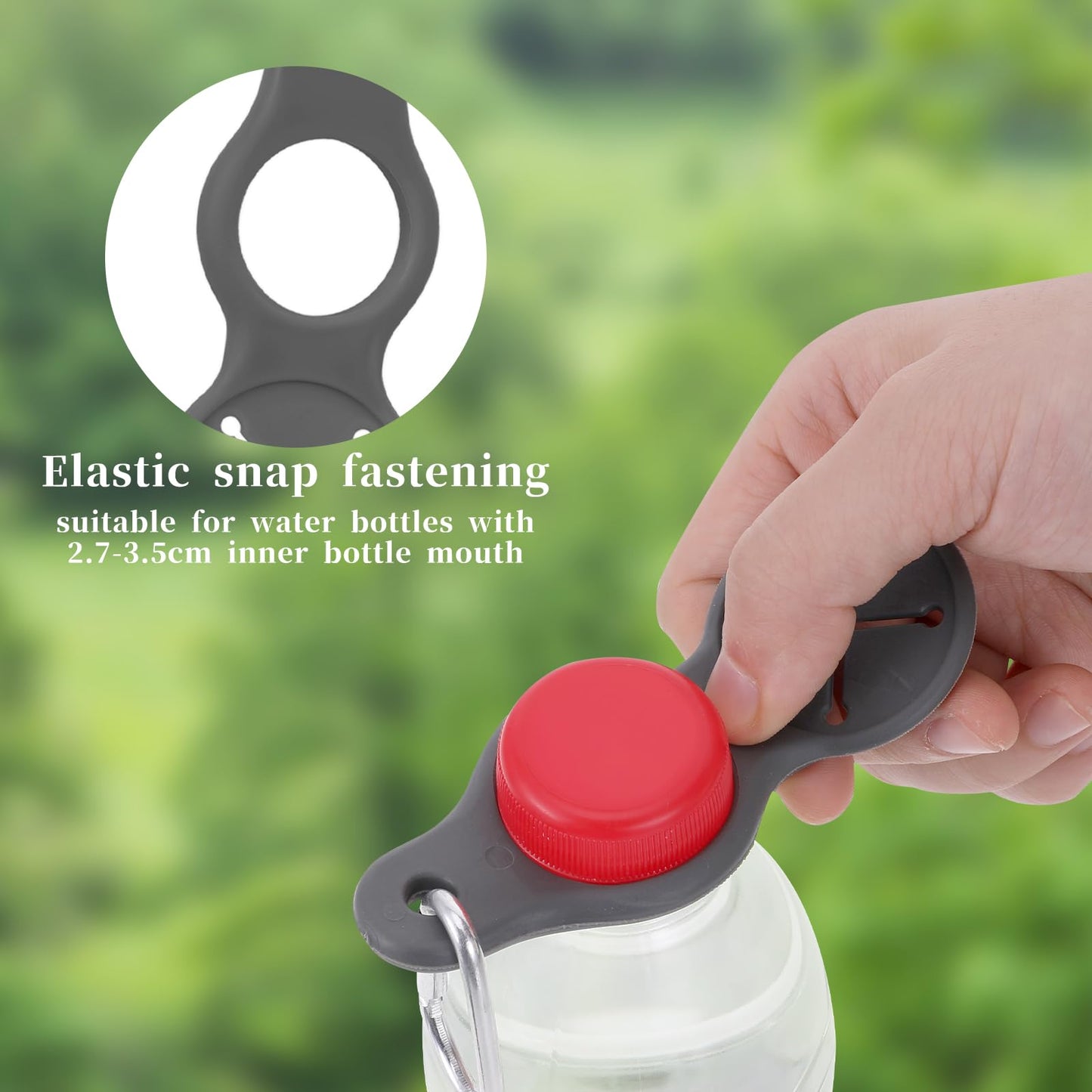 4 Pcs Water Bottle Hanging Buckle Clip Portable Mineral Holder Carabiner Nylon Backpack Belt Webbing Strap Waist Buckle for Outdoor Camping Hiking Traveling (Bue, pink, grey, green)