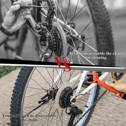 QZTYTY Bike or Motorcycle Chain Washer, Motorcycle Chain Brush, Bike Chain Cleaner, Universal Car Accessories Motorcycle Chain Cleaning Kit Compatible with Motorcycle Bicycle Mountain (1PCS/Orange)