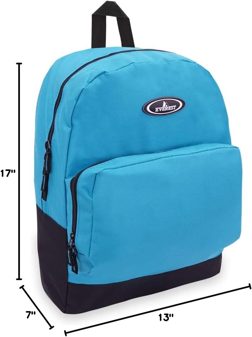 Everest Classic Backpack with Front Organizer, Turquoise, One Size
