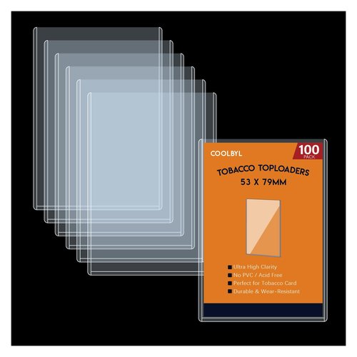Coolbyl Tobacco Card Toploaders 100ct - Rigid Card Holder for Mini Collectible Card, Durable Hard Plastic Storage for Small Sports & Trading Cards, Archival Safe for Card Storage