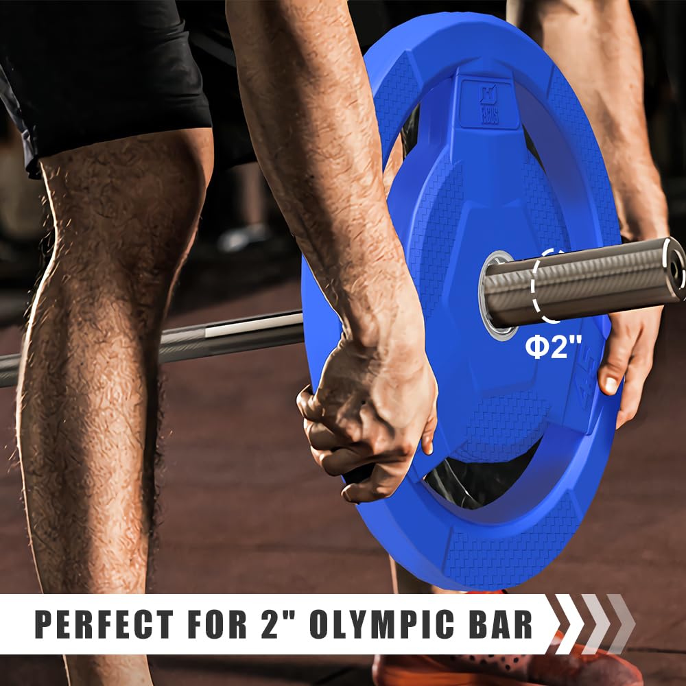 FAGUS H Color Coded Weight Plate 2-Inch Rubber Coated Olympic Grip Plate for Barbell,Solid Cast Iron Weight Plates for Strength Training,Weightlifting,Crossfit,Home Gym,2.5LB Pair