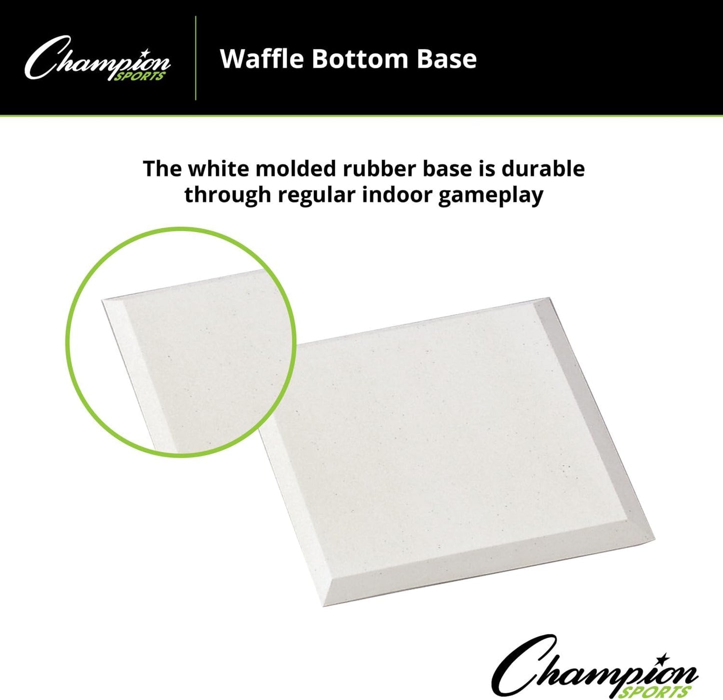 Champion Sports Waffle Bottom Base - Molded Rubber, Suction Bottom Base,White