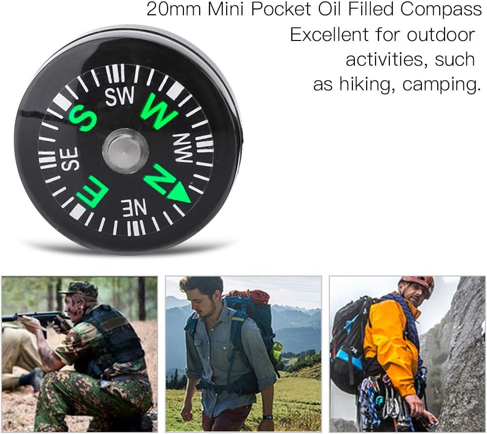 12Pcs Button Compass, Oil Filled Mini Pocket Button Compass for Camping, Hiking, Boating, Survival Bracelets Button Small
