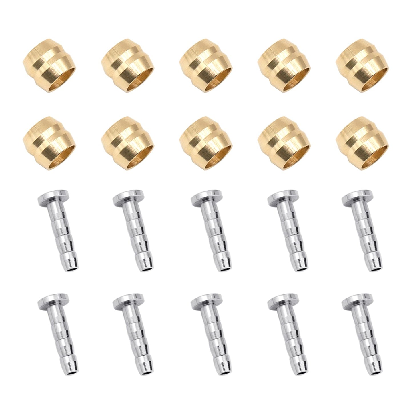 Juxiamal 10 Set Bicycle Olives and Barbs Insert Brass Connecting Insert Hydraulic Disc Brake Hose Olive Connector Component Insert Replacement Compatible with Brake Hose (BH90)
