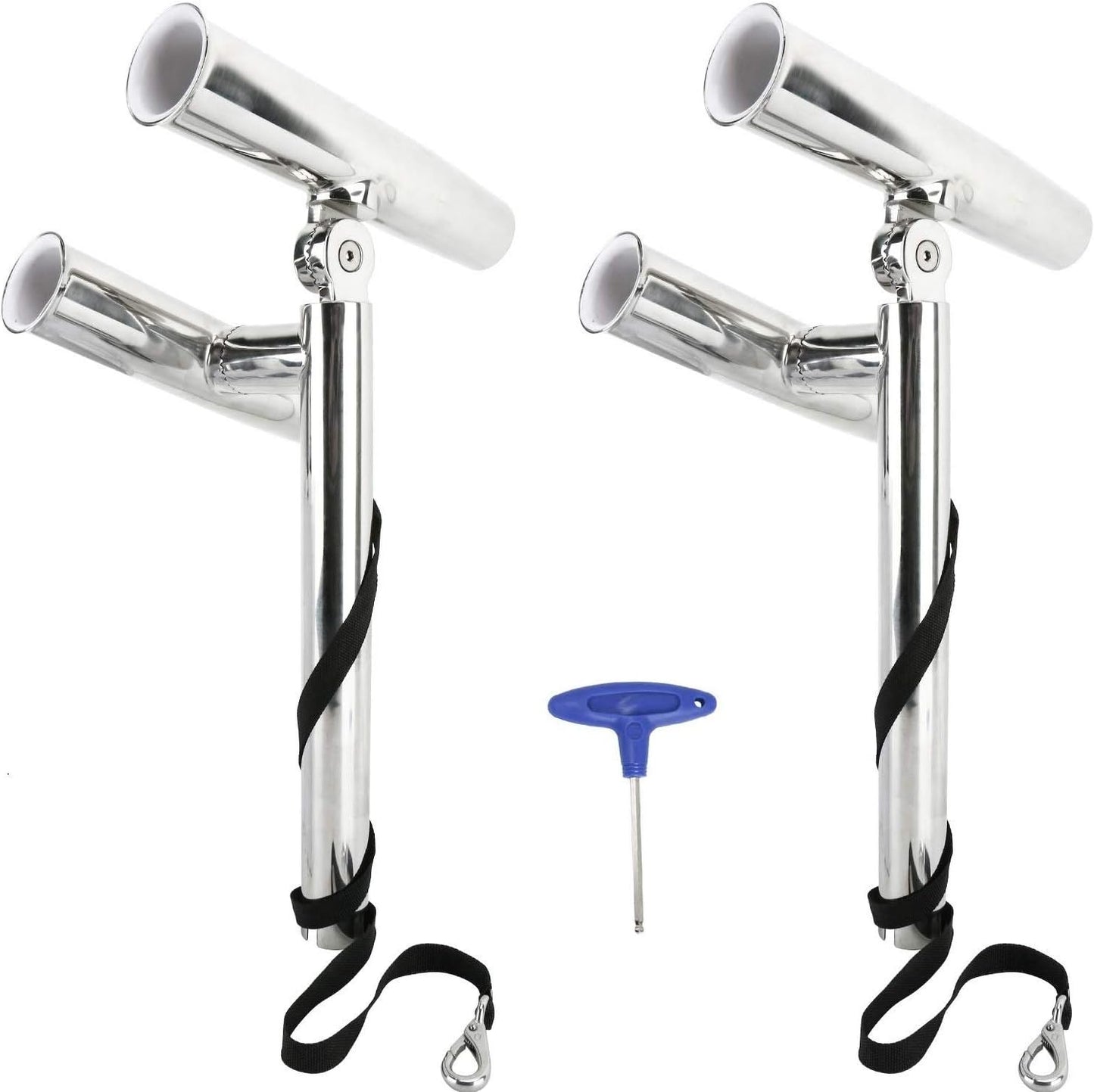 Amarine-made Silver Highly Polished Dual Adjustable Rod Holder , Double Angle Adjustable Rod Holder , Any Angle from Water