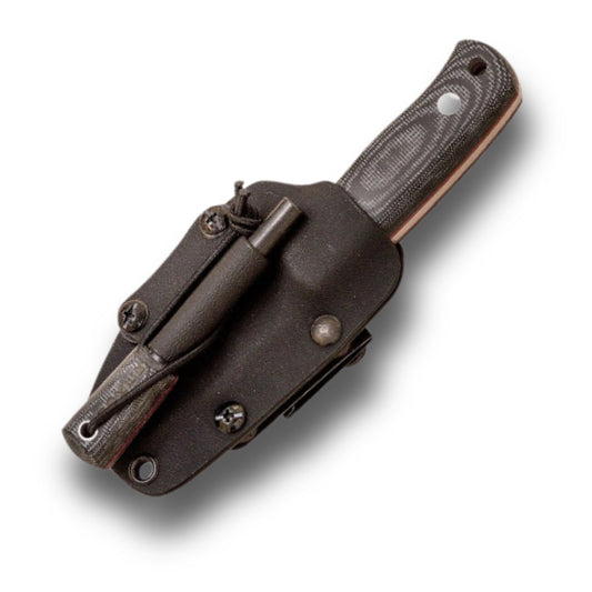 Joker "Erizo TS1 Sports Survival Knife, 2.95-inch Blade, Includes Kydex Sheath, 550 Paracord, Fishing, Hunting, Camping, and Hiking Tool (BLACK MICARTA, KYDEX SHEATH + FireStarter)