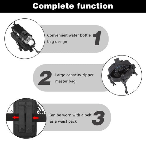 WUYUNTAI Tactical Backpack Accessories, Molle Phone Pouch, Tactical Belt Accessories, Black