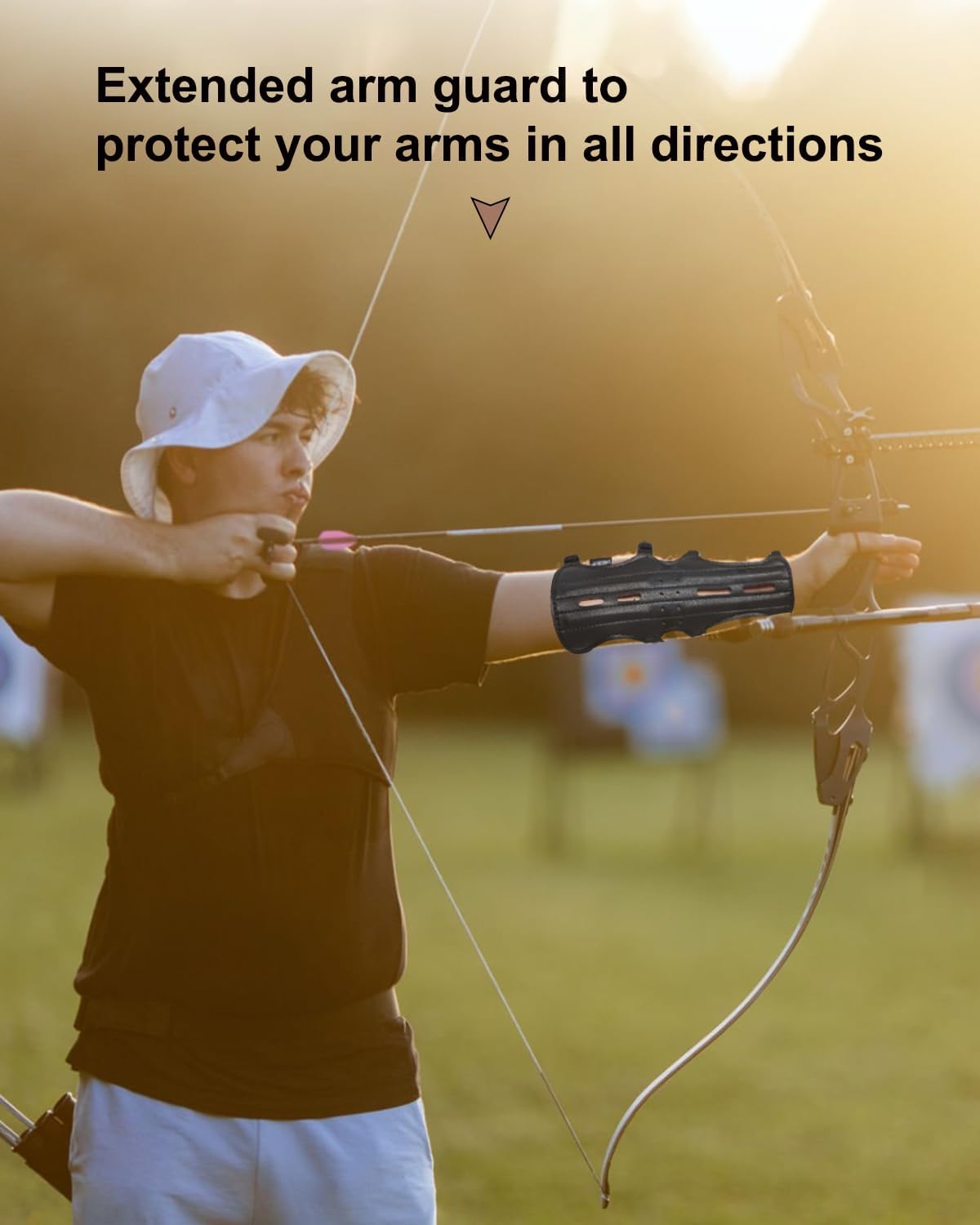 TOPARCHERY 12" Cow Leather Arm Guard Protector with 4 Adjustable Straps