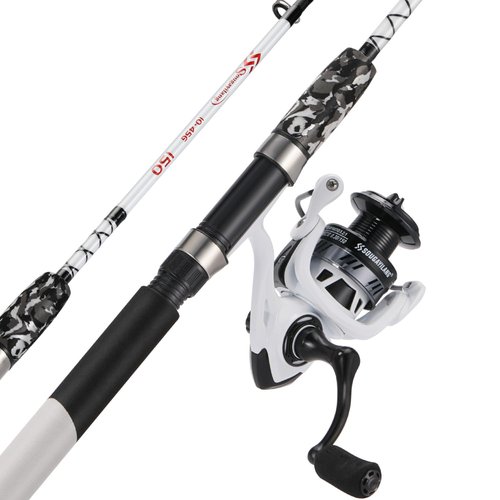 Sougayilang Spinning Reel and 2-Piece Fishing Rod Combo, Durable Graphite & Fiberglass Rod, Split-Grip Cork Handle,Right/Left Handle Position(7FT)