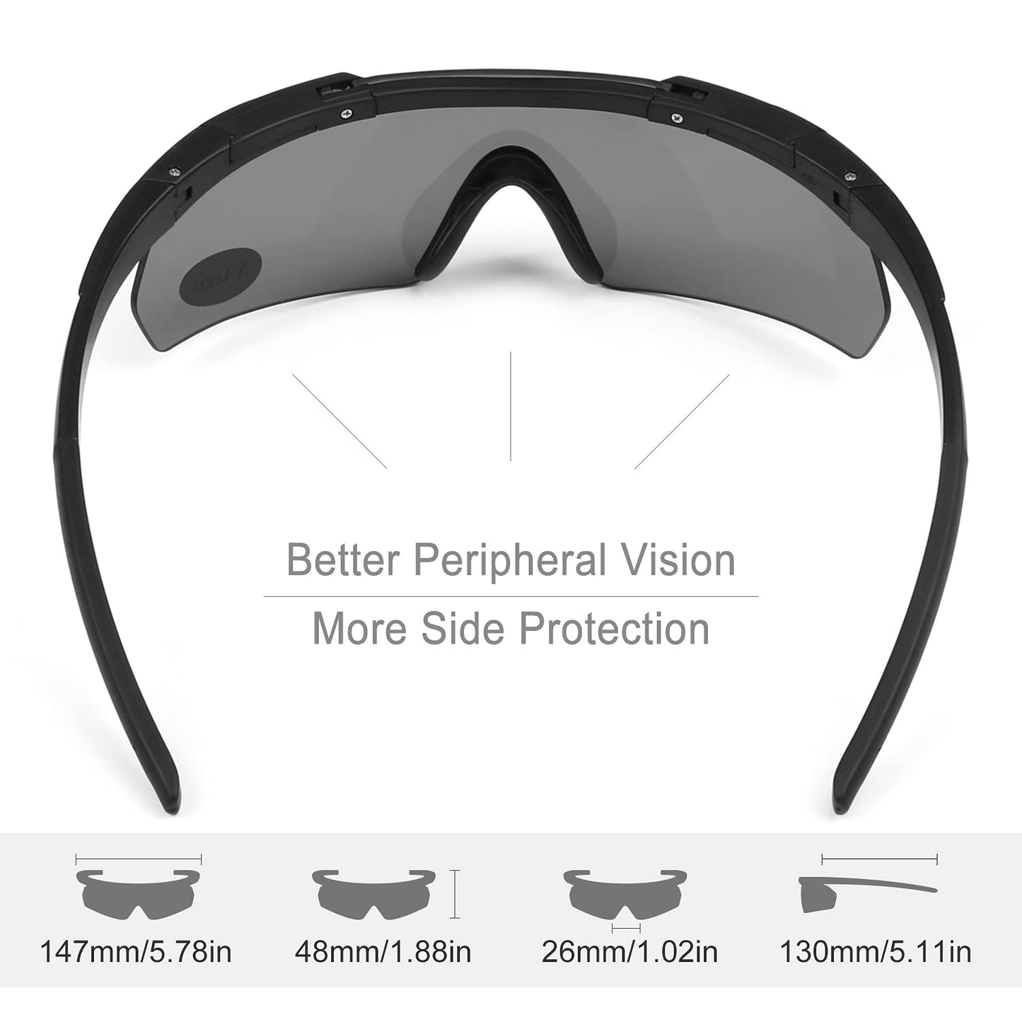 xaegistac Shooting Glasses Eye Protection for Shooting Range,Tactical Glasses with 3 Interchangeable Lens High Impact Eye Protection