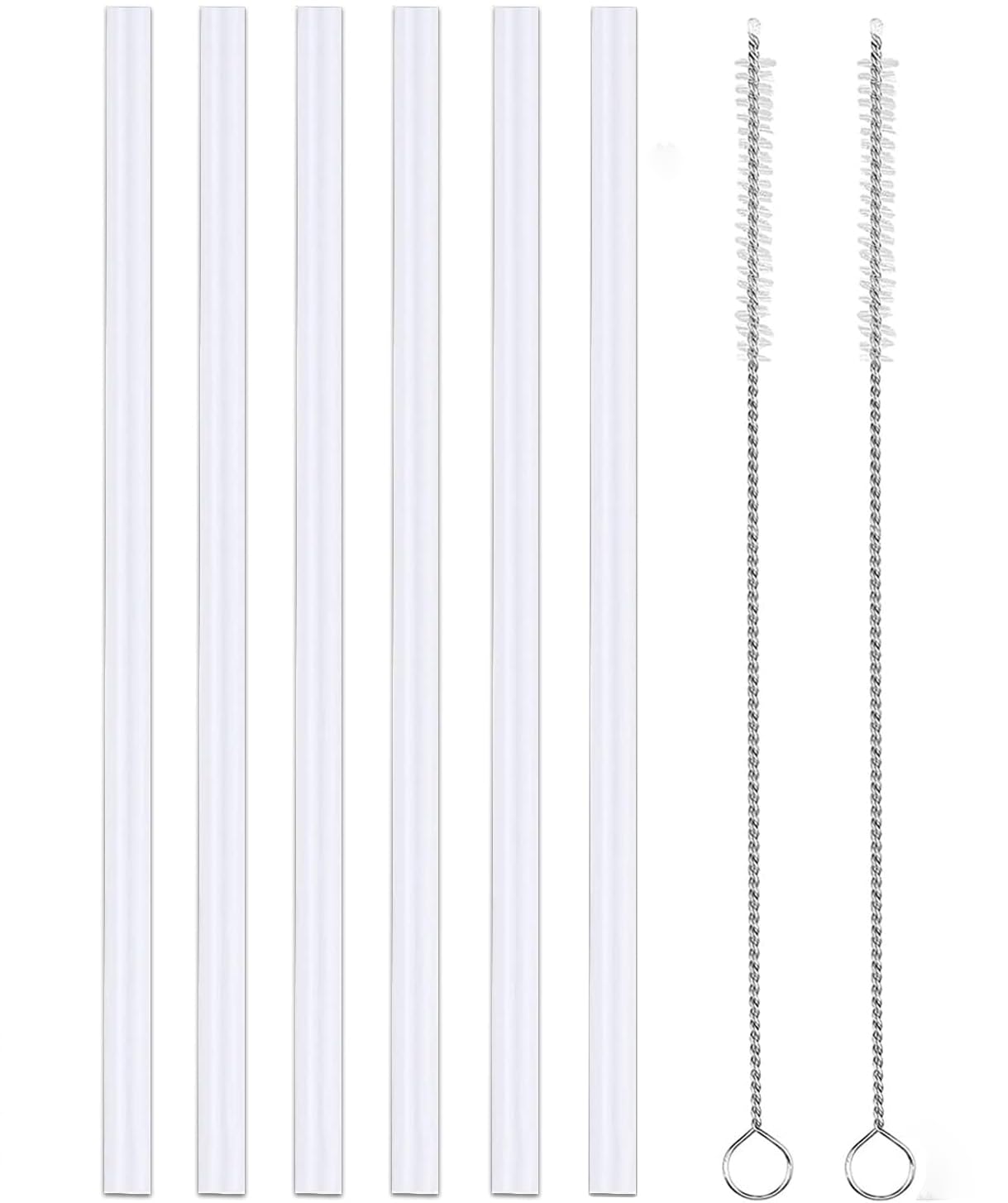 6-Pack Replacement Straws for Hydro Flask Wide Mouth Water Bottle, BPA Free 6 Straws and 2 Straw Cleaning Brushes (Fit for Hydroflask Bottles)