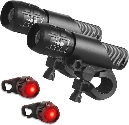 2 Packs Bike Light Set Super Bright Focus Adjustable Front Headlight and Rear LED Mountain Bicycle Light, Mount Included JB866