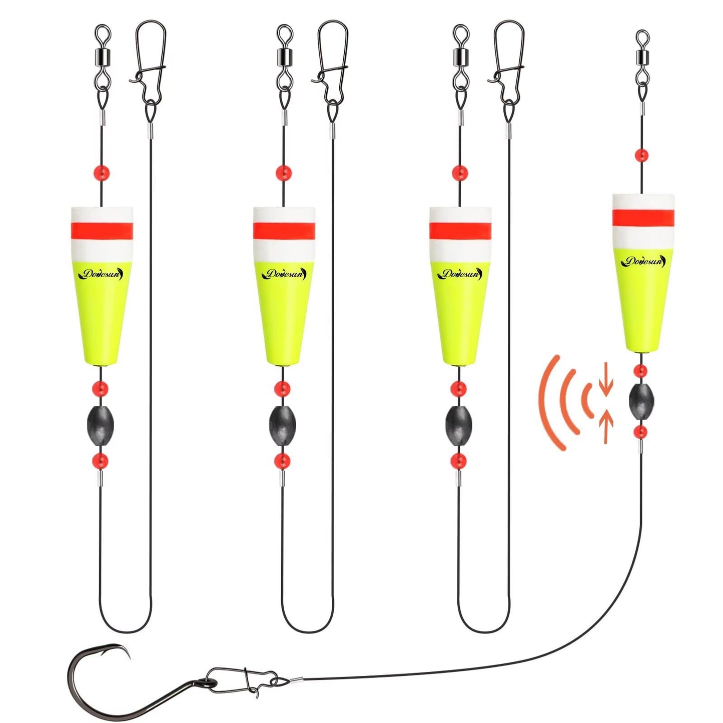 Dovesun Popping Cork Weighted Fishing Bobbers Floats Fishing Corks Popping Corks for Saltwater Freshwater Yellow Float Length-3in & Buoyancy-1oz*3pcs