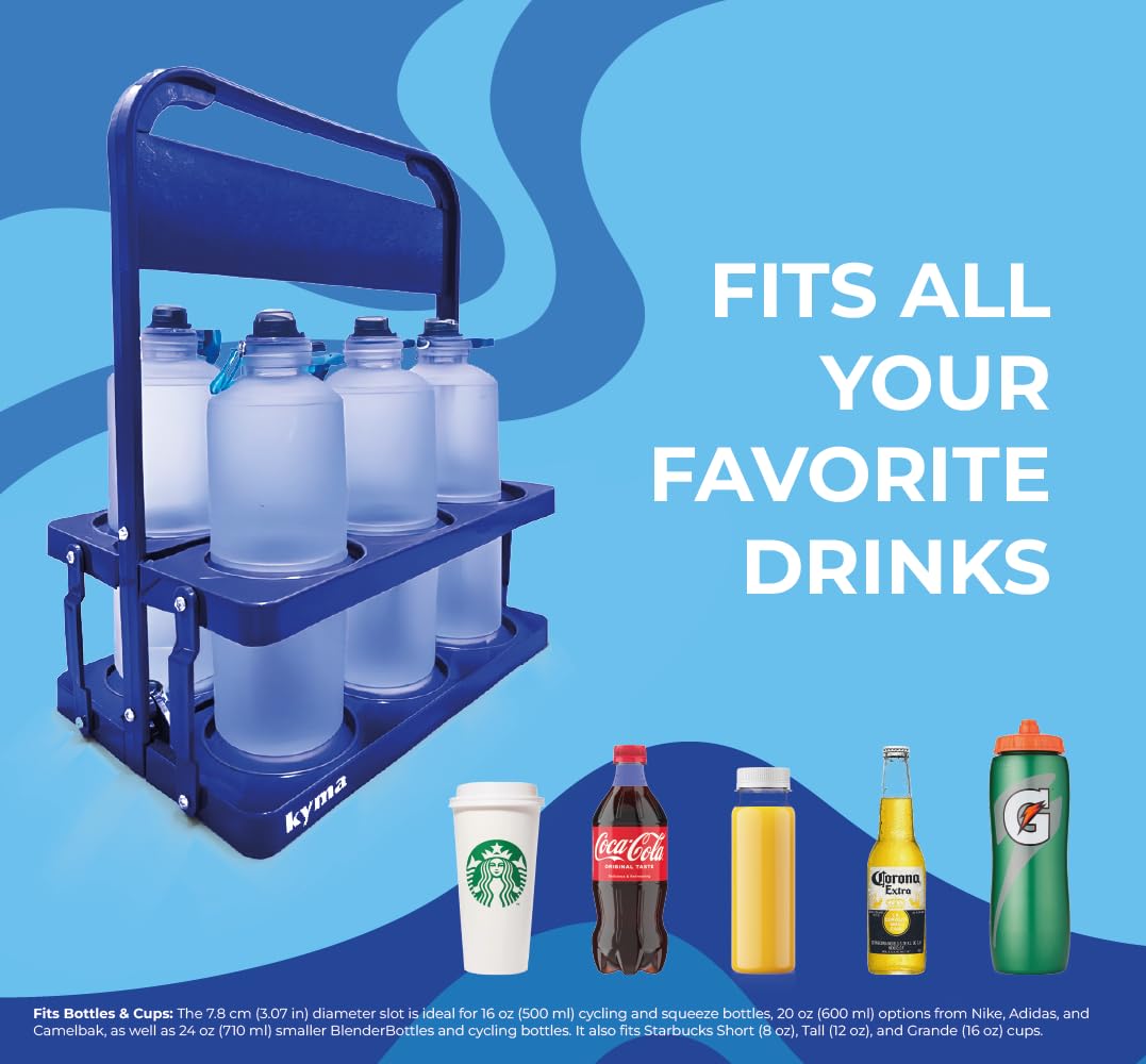 6 Drink Carrier with Handle – Lightweight Cup Caddy for Work, Travel and to-Go Drinks – Collapsible Design (2 Pack, Blue)