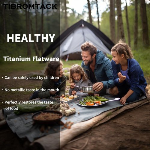 TIBROMTACK Titanium Folding Spoon, Outdoor Cutlery Extra Strong Ultra Lightweight (Ti), Healthy & Eco-Friendly Flatware for Camping, Hiking, Travel, Picnic