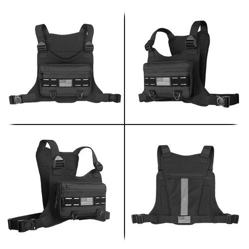 TBNBO Sports Chest Bag for Men, Tactical Backpack Fits Most Pistol, Adjustable Anti Theft Chest Pack Breathable Running Vest Pouch, Water Resistant Reflective for Workouts Motorcycle Cycling&Hiking