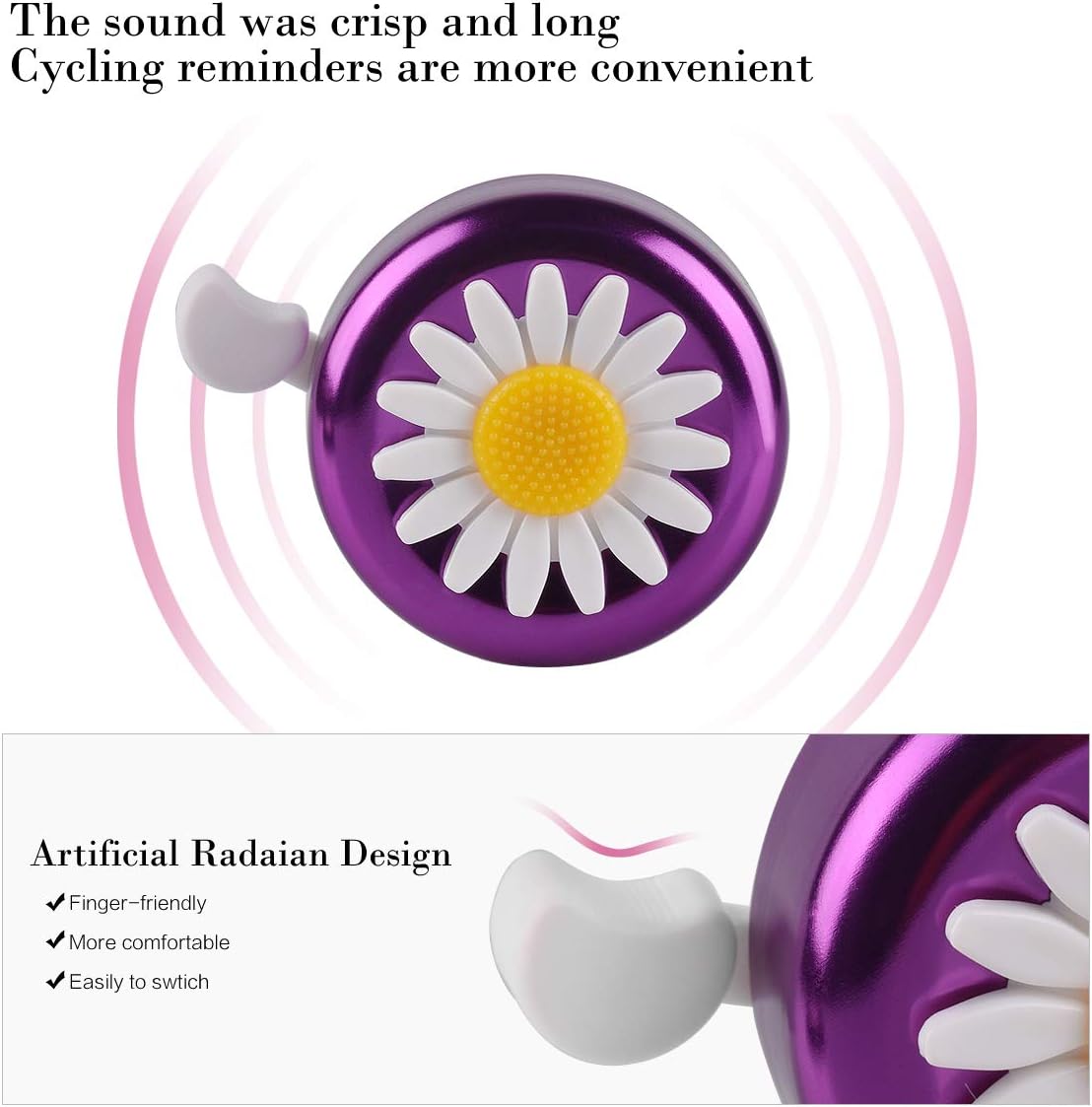 U-LIAN Kids Streamers and Bike Bell for Girls-1 Pack Flower Bicycle Bell with 2 Pack Handlebar Streamers Scooter Tassels for Children's Bike Accessories