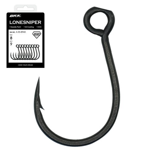 BKK LONESNIPER Single Lure Hook | 2/0 | 6-Pack | 2X | Saltwater Super Slide Coating | Needle Point | Popping Trolling Stickbaits