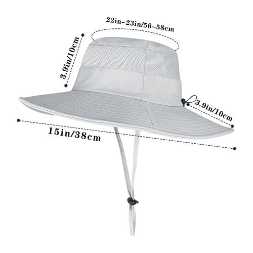 ZOORON Sun Hats for Men Women UPF 50+ Bucket Hat UV Protection Boonie Hat for Fishing Hiking Garden Safari Beach Light Grey
