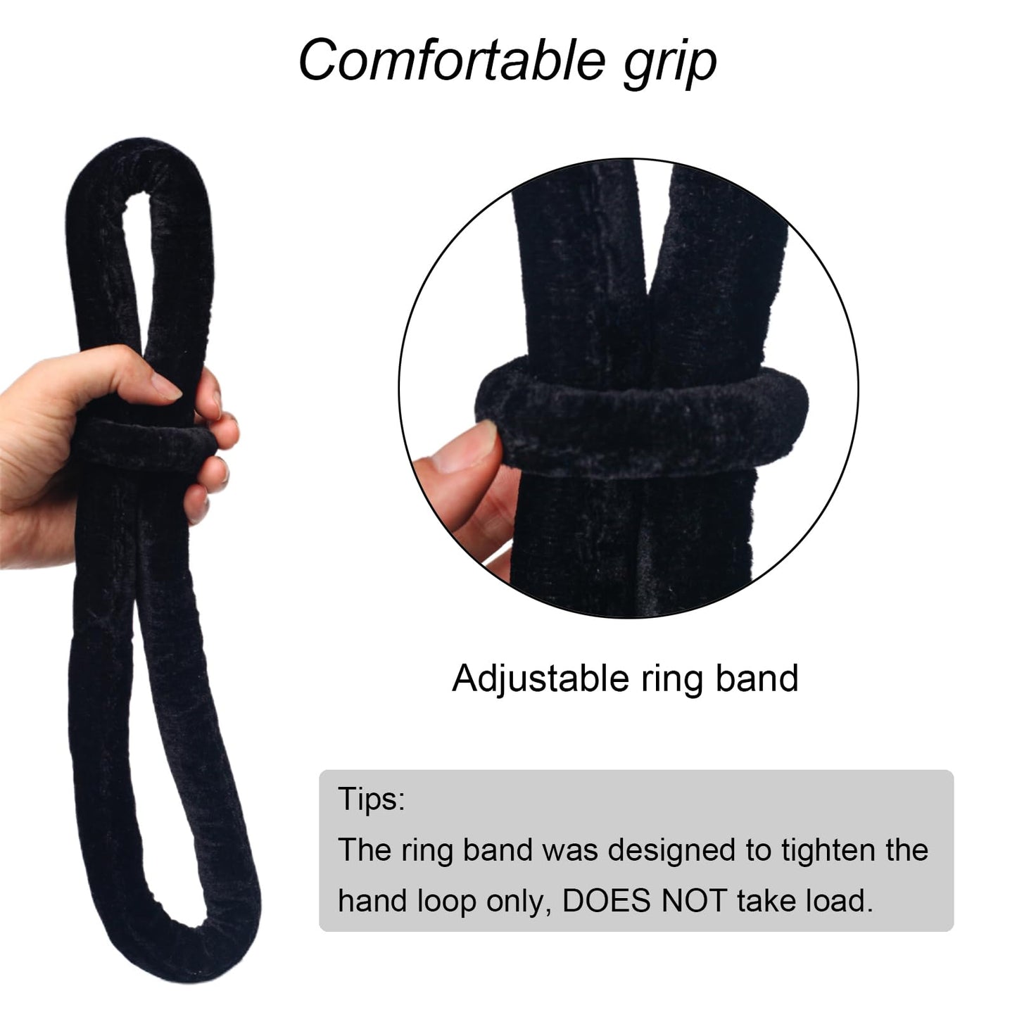 PRIOR FITNESS Upgraded 17.71" Lyra Aerial Hoop Hand Loop Strap Noose for Yoga Aerial Acrobatics Strength Training Black