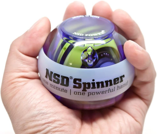 Auto-Start NSD Rainbow Lit Spinner Gyro Ball – Up to 15,000 RPM Premium hand strengthener and wrist exerciser for grip strength training, forearm workout, and pain relief; durable and portable