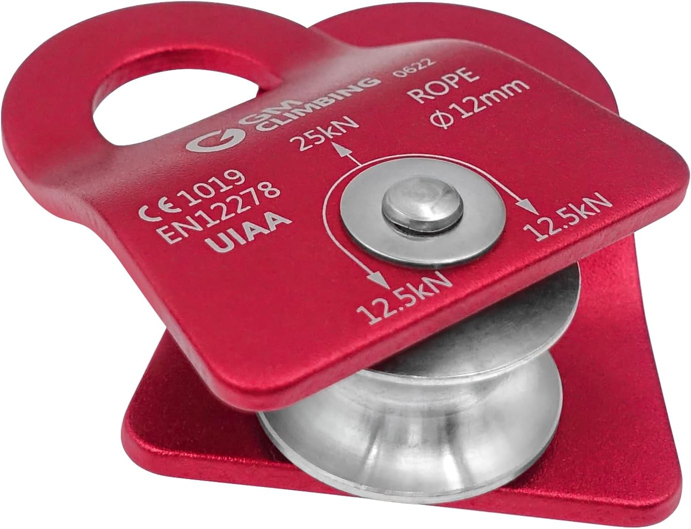 GM CLIMBING Micro Prusik Minding Pulley 25kN CE UIAA Certified 12mm Single Pulley Mobile Side Plates for Arborist Rigging Climbing Rescue