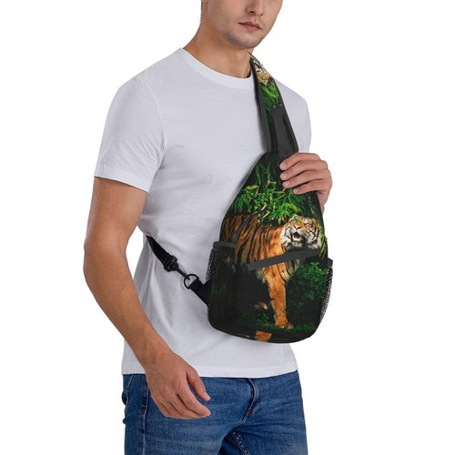 ROSIHODE Cool Tiger Sling Bag, Fashion Crossbody Backpack Shoulder Chest Bag for Men Women Outdoor Hiking Travel