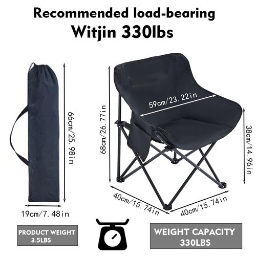 Kvittra Portable Camping Chair - Heavy Duty Folding Backpacking Chairs, Collapsible Heavy Duty Packable Lightweight Backpack Chair Compact for Outdoor Camp, Travel, Beach, Picnic, Hiking