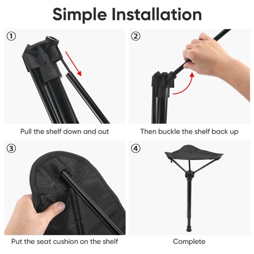 SUPVOX Portable Folding Chair: Adjustable Height Collapsible Stool for Outdoor Camping - Lightweight and Space-Saving Design - Durable Aluminum and Nylon Construction