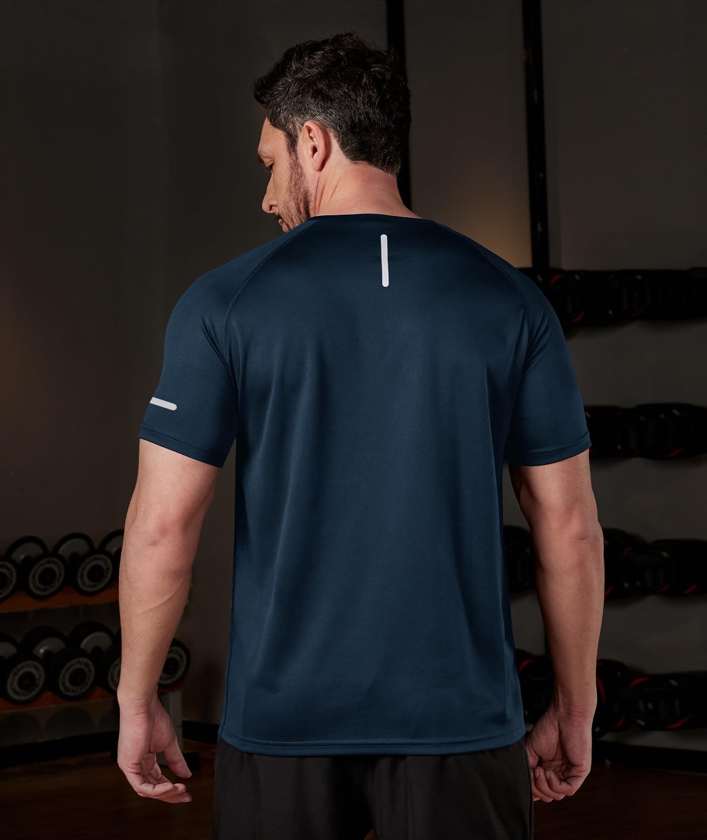 Little Beauty 5 Pack Workout Shirts for Men Mesh Fast Dry Gym Shirts Moisture Wicking Short Sleeve Running Shirts Navy/Red/White/Grey/Black 3XL