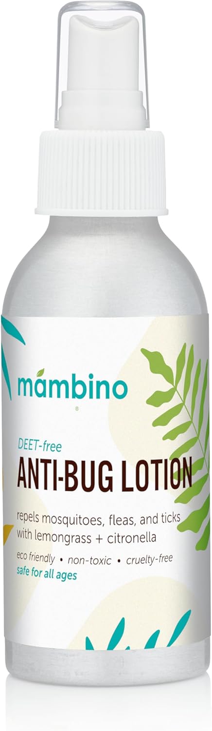 Anti-Bug Spray DEET-Free – Organic, All-Natural Bug Spray Travel Size with Essential Oils – Non-Toxic, Reef Safe, Face-Safe Bug Repellent for Babies, Kids, Adults by Mambino Organics, 4oz