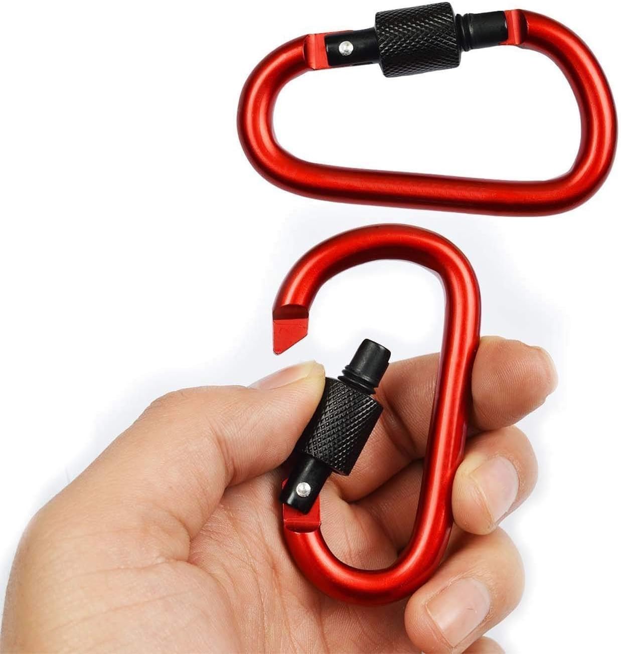 Onwon Aluminum Carabiner D-Ring Locking Key Security Camping Climbing Hiking Keychain (10 PCS)