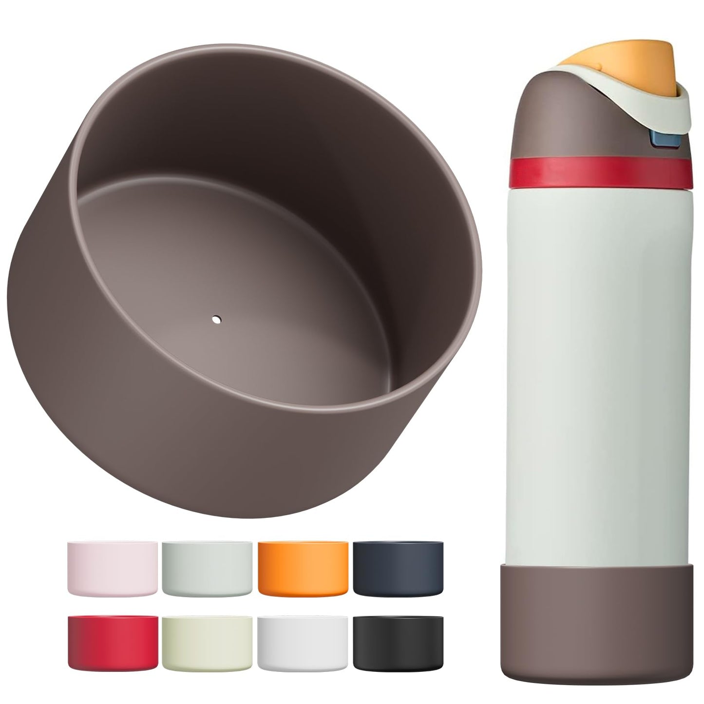 Affute Silicone Boot for Owala Water Bottle 24 oz, Anti-Slip Protective Sleeve for FreeSip/Twist/Flip Water Bottles, BPA Free, Bottom Bumper Cover Protects Water Bottles from Scratches (Brown)