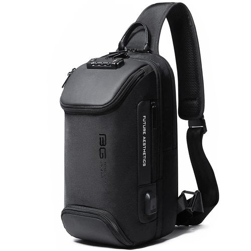 BANGE Anti theft Sling Backpack with Lock, Men's Sling Bag for Men, Shoulder Crossbody Backpack with USB Charging Port for Men and Women