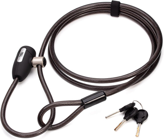 Bike Cable Lock,8ft Adjustable Steel Cable Lock,Cable Dia.10mm Portable Coiling Steel Loop Lock with 3 Keys for Outdoor Equipment, Bicycles, Scooters, Fence, Gate (Black)