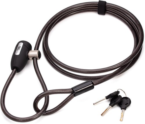 Bike Cable Lock,8ft Adjustable Steel Cable Lock,Cable Dia.10mm Portable Coiling Steel Loop Lock with 3 Keys for Outdoor Equipment, Bicycles, Scooters, Fence, Gate (Black)