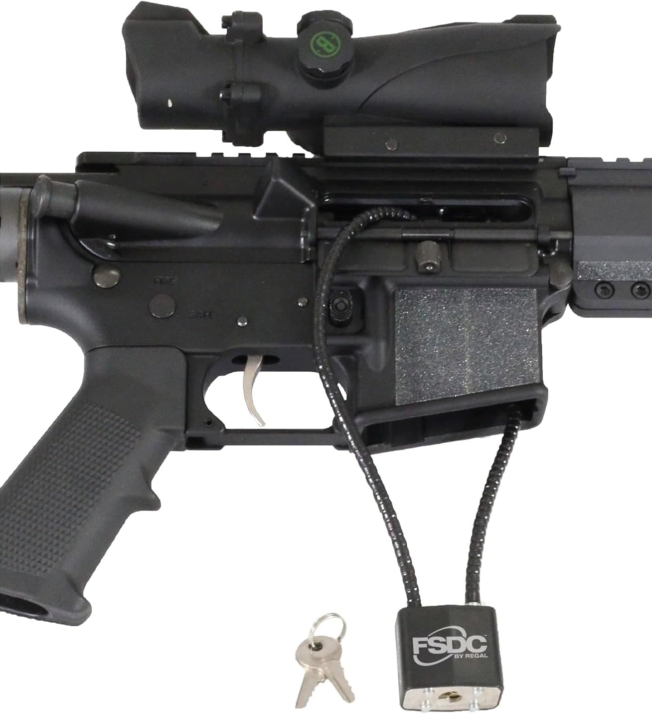 (Firearm Safety Devices - FSDC-CL1020RKD 15" Gun Cable Lock with 2 Keys - California DOJ Approved Lock - Scratch-Resistant Plastic Body & Cable Cover
