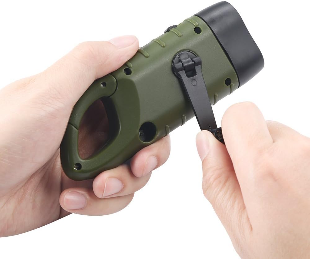 Simpeak 2-Pack Hand Crank Solar Powered LED Flashlight, Emergency Survival Flashlight Torch for Outdoor Sports, Green